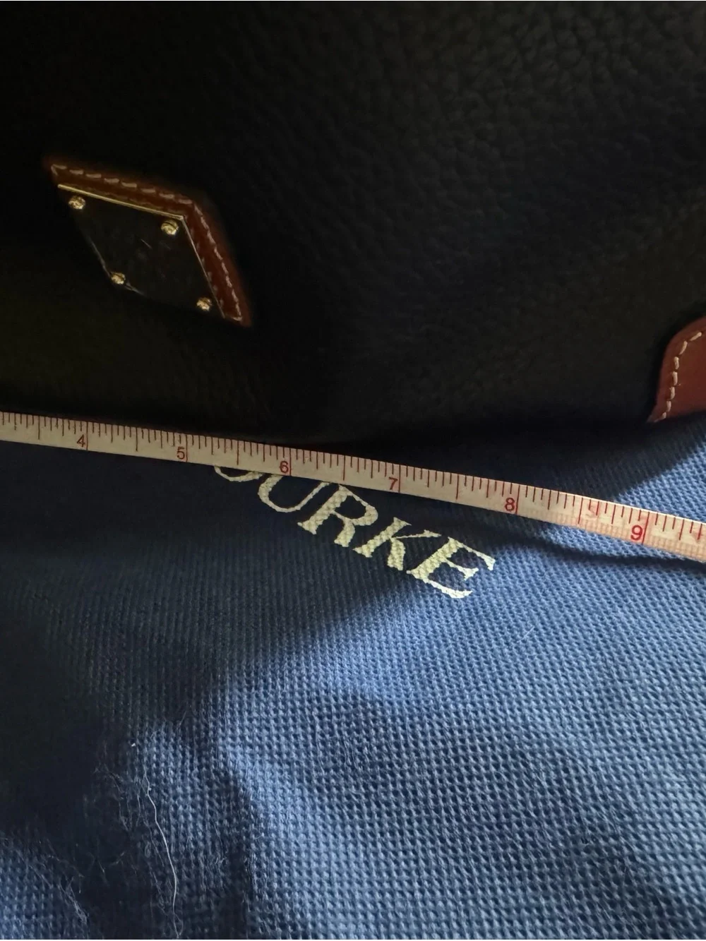 Dooney & Bourke Black Pebbled Leather Crossbody with Brown Trim & Gold Hardware